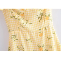 Yellow Lemon Print Mini Dress - Thumbnail 3