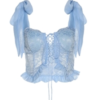 Blue Lace Bandage Crop Top - Thumbnail 7