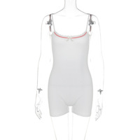 White Pink Bow Backless Romper - Thumbnail 4