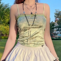 Green Floral Frill Crop Top - Thumbnail 2