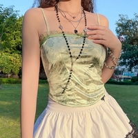 Green Floral Frill Crop Top - Thumbnail 3
