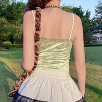 Green Floral Frill Crop Top - Thumbnail 4