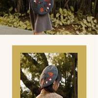 Cute Handmade Fairy Mushroom Acorn Autumn Leaves Garden Fall Girl Wool Beret Hat - Thumbnail 6