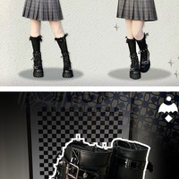 Goth Punk Rock Cool Girl Silver Chains Y2K Black White Brown Plantform High Heels Combat Boots Shoes - Thumbnail 8