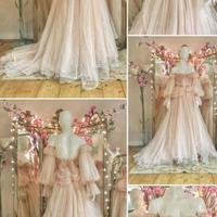 Princess Pink tulle Ruffles Long Wedding Gowns - Thumbnail 1