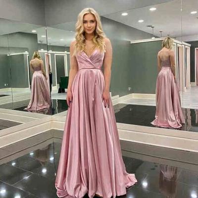 A-line blush pink long prom dresses - Thumbnail 2