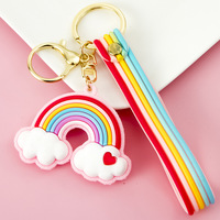 Creative Soft Rubber Rainbow Keychain Colorful Pendant Stall Key Accessories - Thumbnail 2