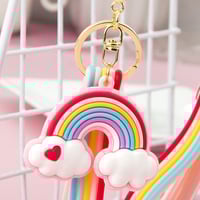 Creative Soft Rubber Rainbow Keychain Colorful Pendant Stall Key Accessories - Thumbnail 5