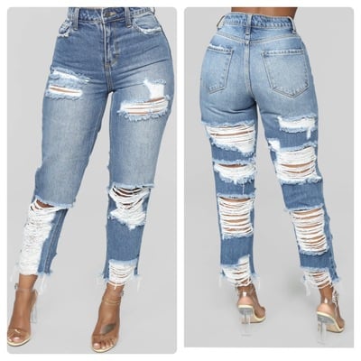 Distressed boyfriend jeans-td - Thumbnail 2