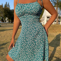 Sling Floral Printing Sleeveless Dress - Thumbnail 2