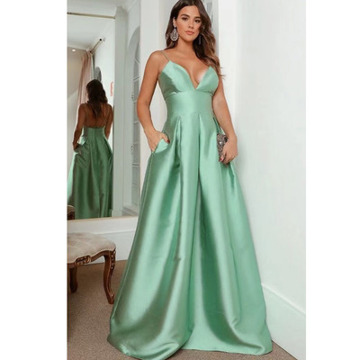 Spaghetti Straps Prom Dresses Sage for Party