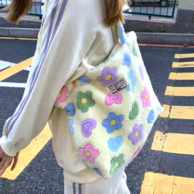 Y2k fluffy flowers bag