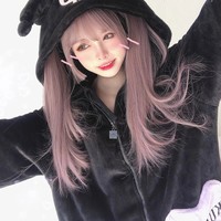 Black Kuromi Cute Cartoon Girl Plush Flannel Cozy Warm Winter Pajamas Sleepwear Long Sleeve Zip Up Hoodie Tops & Pants Two Piece - Thumbnail 5