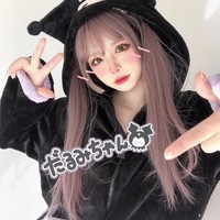 Black Kuromi Cute Cartoon Girl Plush Flannel Cozy Warm Winter Pajamas Sleepwear Long Sleeve Zip Up Hoodie Tops & Pants Two Piece - Thumbnail 6