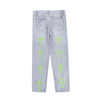 Cross Ripped Hip-Hop Men's Jeans - Thumbnail 6