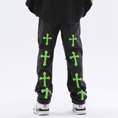 Cross Ripped Hip-Hop Men's Jeans