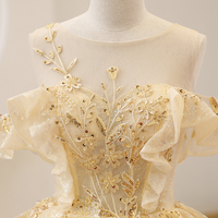 Yellow Ball Gown Beaded Sweet 16 Dress, Yellow Long Prom Dress Formal Dress - Thumbnail 1