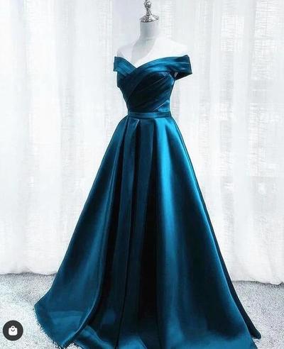 Off Shoulder Simple A Line Stain Prom Dresses