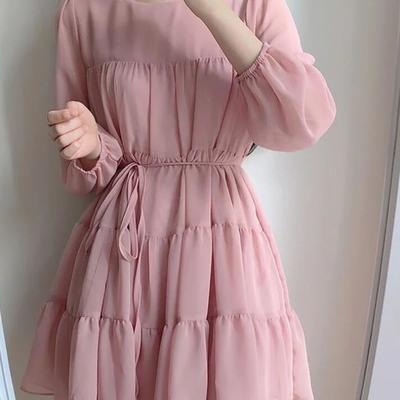 Cute long sleeves short pink homecoming dresses - Thumbnail 3