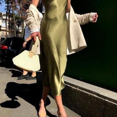 Simple a line straps green prom dresses