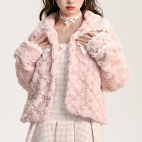 Sweet Pink Ribbon Bow Knot Fluff Fur Plush Coat Jacket - Thumbnail 4
