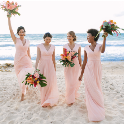 Pink bridesmaid dresses for beach wedding party - Thumbnail 1