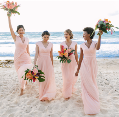 Pink Bridesmaid Dresses for Beach Wedding Party