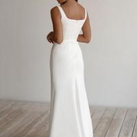 Elegant Square Neck Soft Satin Prom Dresses - Thumbnail 1