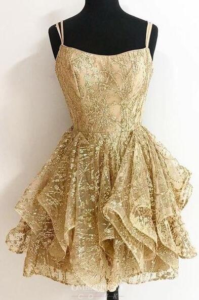 Sexy Gold Short Junior Prom Dresses