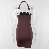 Brown Halter Backless Dress - Thumbnail 5