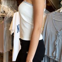 Ruffle Ribbed Square Collar Camisole  - Thumbnail 4