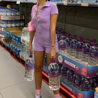 Purple Button Up Romper  - Thumbnail 1