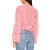 Pink Sheer Ruffle Long Sleeve Shirt  - Thumbnail 7