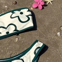 Green Contrast Floral Print Bikini Set - Thumbnail 2