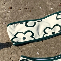 Green Contrast Floral Print Bikini Set - Thumbnail 3
