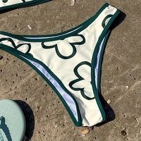 Green Contrast Floral Print Bikini Set - Thumbnail 4