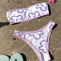 Green Contrast Floral Print Bikini Set - Thumbnail 5