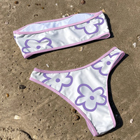 Green Contrast Floral Print Bikini Set - Thumbnail 6