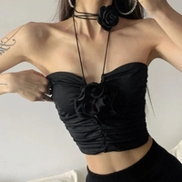 Black Rose Crop Top - Thumbnail 3