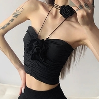 Black Rose Crop Top - Thumbnail 4