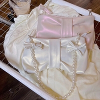 Pink Pearl Bow Handbag - Thumbnail 2