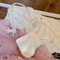 Pink Pearl Bow Handbag - Thumbnail 5