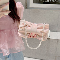 Pink Pearl Bow Handbag - Thumbnail 7