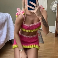 2PCS Blue Knit Tank Top + Mini Skirt  - Thumbnail 2