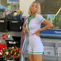 Blue & White Patchwork Playsuit  - Thumbnail 3