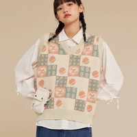 Pink Floral Checkered Sweater Vest  - Thumbnail 6