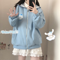 Japanese Cute Sailor Collar Kuromi Cinnamoroll My Melody Black Pink Blue Zip Up Jacket - Thumbnail 3