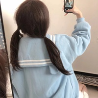 Japanese Cute Sailor Collar Kuromi Cinnamoroll My Melody Black Pink Blue Zip Up Jacket - Thumbnail 5