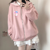Japanese Cute Sailor Collar Kuromi Cinnamoroll My Melody Black Pink Blue Zip Up Jacket - Thumbnail 7