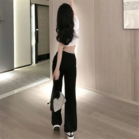Pearl Rhinestone Black High Waist Pants - Thumbnail 3